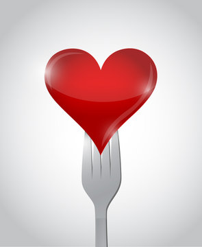 fork and heart illustration design