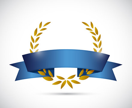 gold laurel and blue ribbon. illustration design