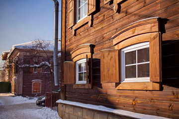 Old wooden house in the Irkutsk city