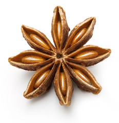 Star anise, badiane spice isolated on white background