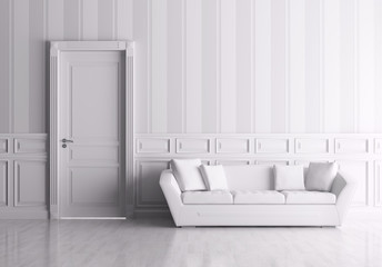 Interior with door and sofa