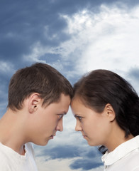 Young couple quarreling