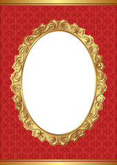 red background with golden frame and transparent space insert