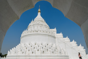 White pagoda of Hsinbyume in Mingun, Myanmar