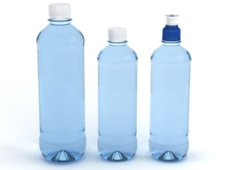 Bottles of water isolated on white background