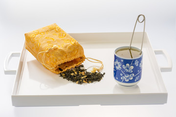 Hot cup of tea ready to drink