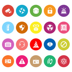 Safety flat icons on white background