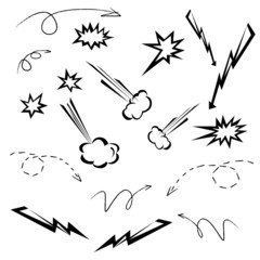 cartoon elements set, arrow and cloud set