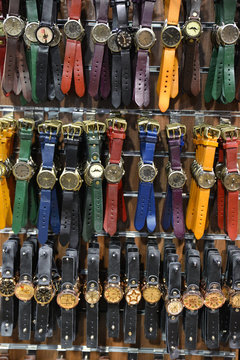 Group of unisex watches on the wall