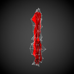 abstract red modern triangular shape of letter I on a black back