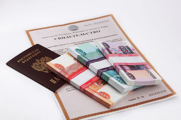 паспорт,ИНН и деньги на белом фоне - obrazy, fototapety, plakaty
