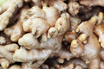 Ginger root in the market