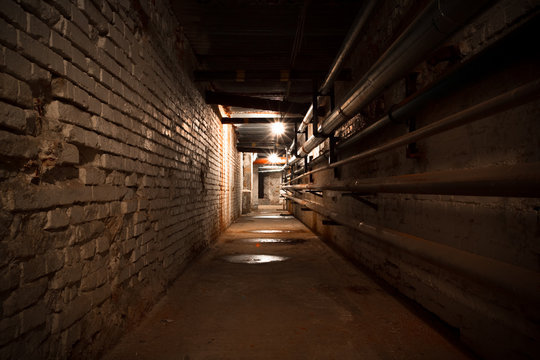 a factory building basement corridor
