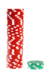 Fototapeta na wymiar Colorful poker chips isolated on white