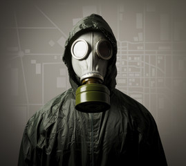 Gas mask and a city map