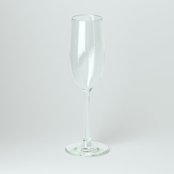 Flyute Glass For Champagne On White Background