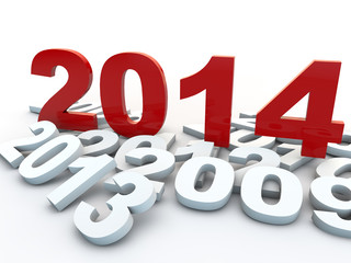 New year 2014 over white background