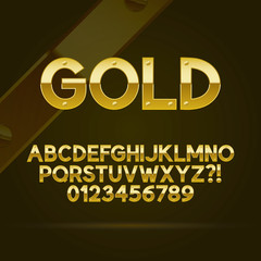 Gold Font and Numbers, Eps 10 Vector, Editable for any Backgroun