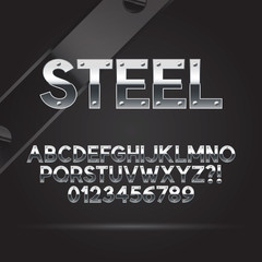 Steel Font and Numbers, Eps 10 Vector, Editable for any Backgrou
