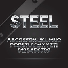 Steel Font and Numbers, Eps 10 Vector, Editable for any Backgrou