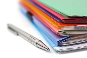 folders,paper and pen