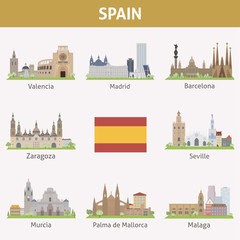 Naklejka premium Hiszpania. Symbole miast