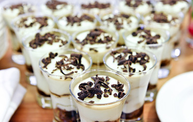 Tiramisu, Panna cotta on the buffet table
