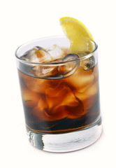 cocktail with ice cola whiskey