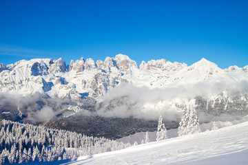 Fototapeta na wymiar Dolomites in winter landscape