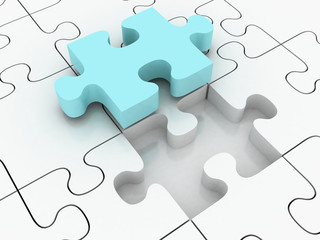 3D puzzle with empty white on a white background with a missing