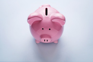 Pink ceramic piggy bank