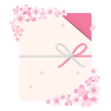 桜 背景 Envelope with cherry blossom flowers