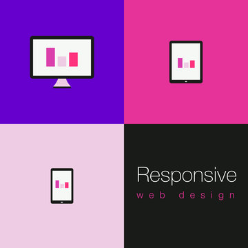 Set of flat responsive web icons - Violet