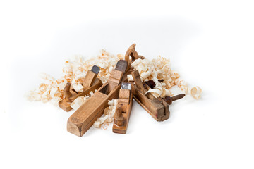 planers with wooden chips, wood shavings