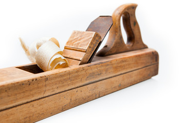 planer with wooden chips, wood shavings