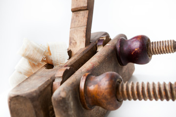 planer with wooden chips, wood shavings