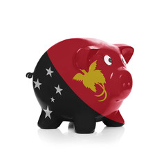 Piggy bank with flag coating over it - Papua New Guinea