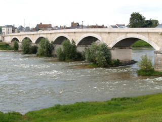 France. The bridge through the river Loire