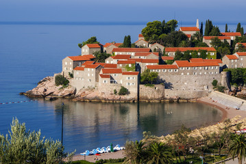 Fototapeta na wymiar Sveti Stefan is a islet nearby Budva in Montenegro