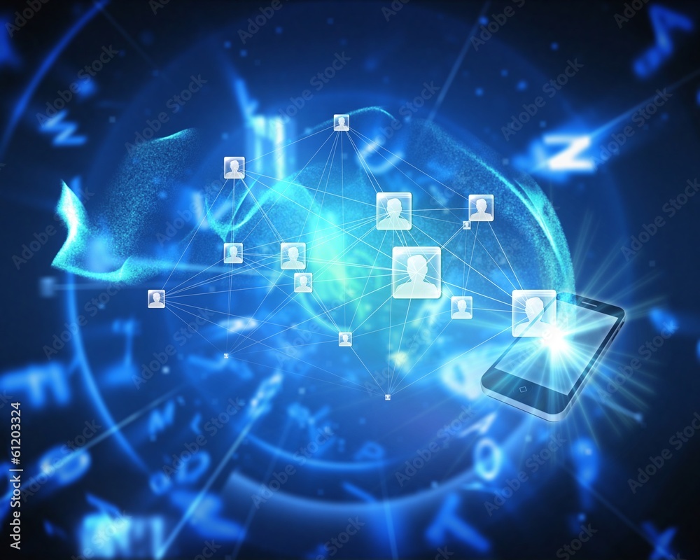 Poster composite image of social network background