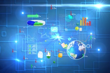 Composite image of global technology background