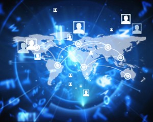 Composite image of global technology background