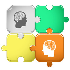 Human brain. Vector puzzle.
