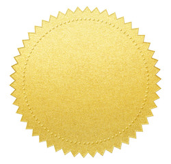 Fototapeta gold paper seal or medal with clipping path included obraz