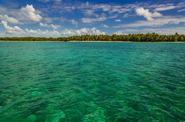 View of tropical island Sanoa on caribbean sea Dominicana