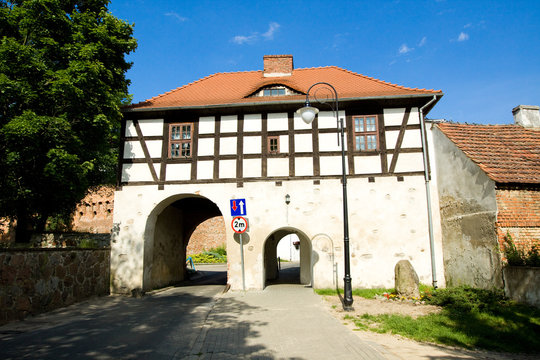 old gate to the city Lagow in Poland