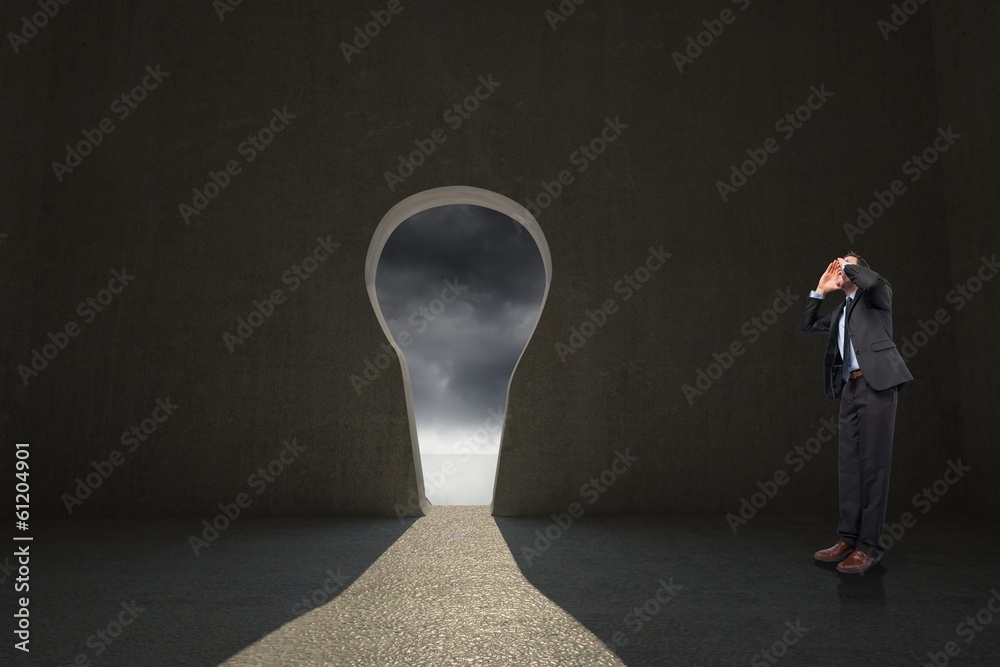 Poster composite image of shouting businessman