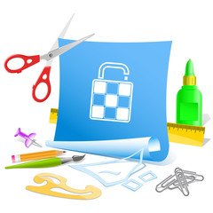 Bag. Paper template. Raster illustration.