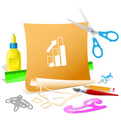 Diagram. Paper template. Raster illustration.