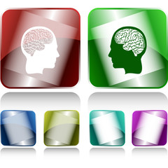 Human brain. Internet buttons. Raster illustration.